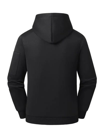 Men's Heated Hoodie – 26 Heating Zones, USB Powered Half-Zip Pullover with Arm Pocket (Power Bank Sold Separately)
