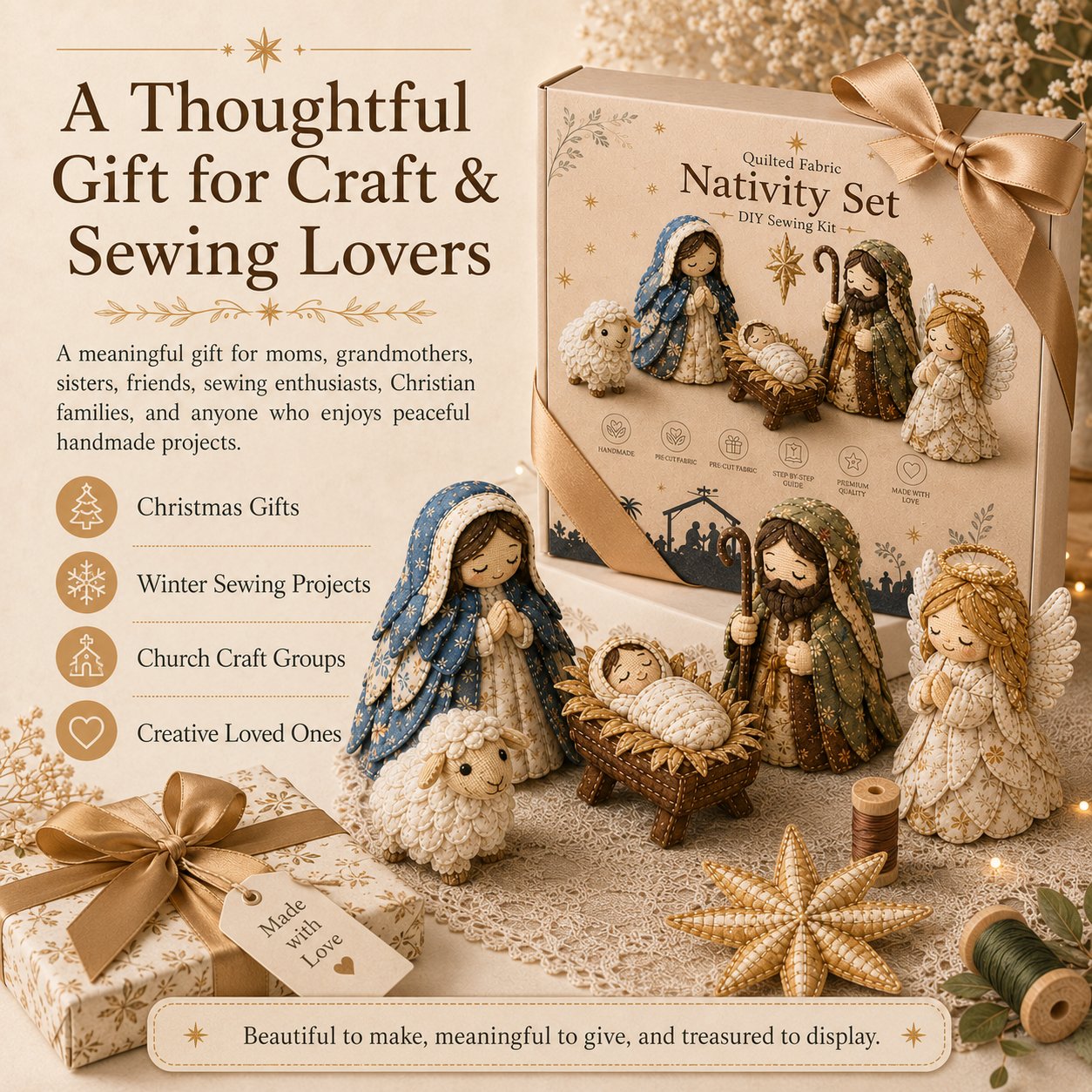 ✨ DIY Patchwork Nativity Scene Sewing Kit