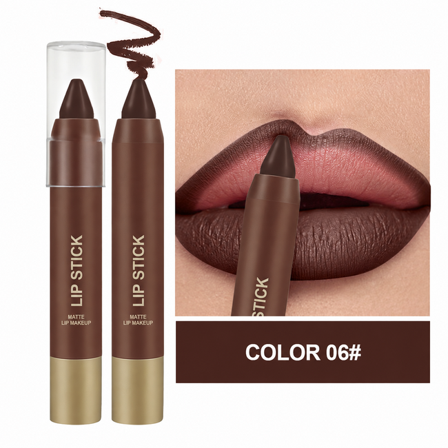 6# Deep Cocoa lipstick and lip liner shade