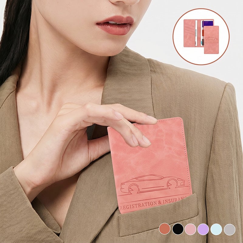 🌟 Premium Suede-Feel Vehicle Document Organizer | Magnetic Closure Wallet
