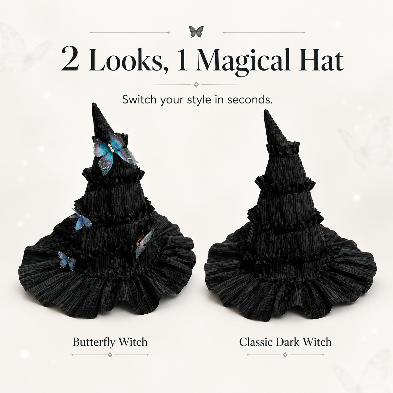 🔥One Hat, Endless Magic – Enchanted Butterfly Witch Hat for Moms & Little Witches