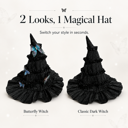 🔥One Hat, Endless Magic – Enchanted Butterfly Witch Hat for Moms & Little Witches