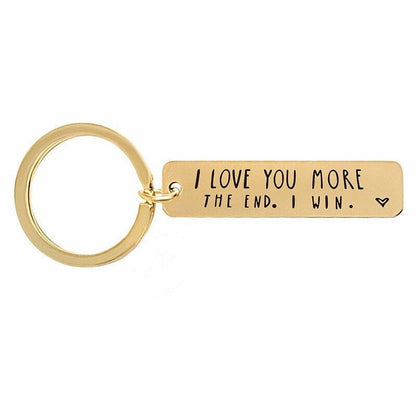 🎁S925 Sterling Silver⇝💓 "I Love You More The End I Win" Funny Birthday Keychain