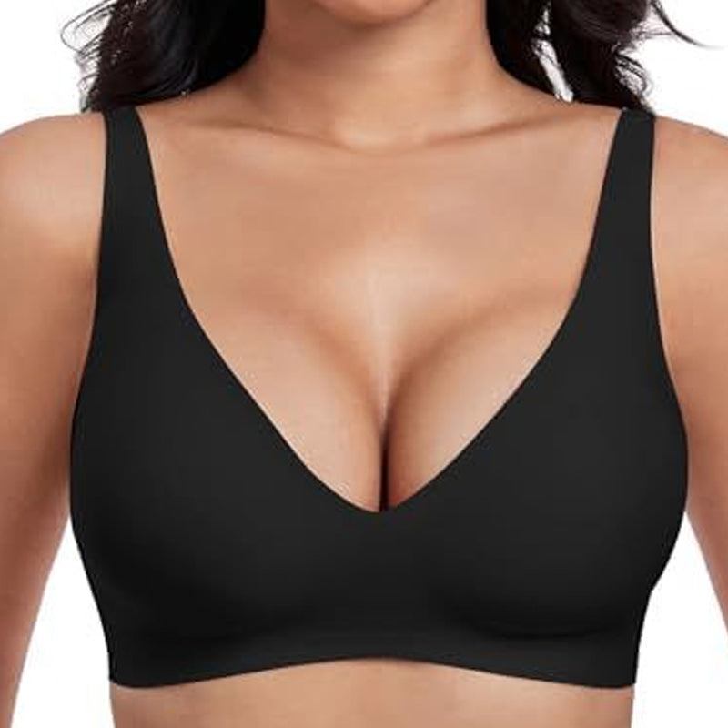 💕 💕Jelly Wireless Women‘s Comfortable Wireless Bras Push Up Bra Seamless T shirts Bras Deep V Everyday Bras