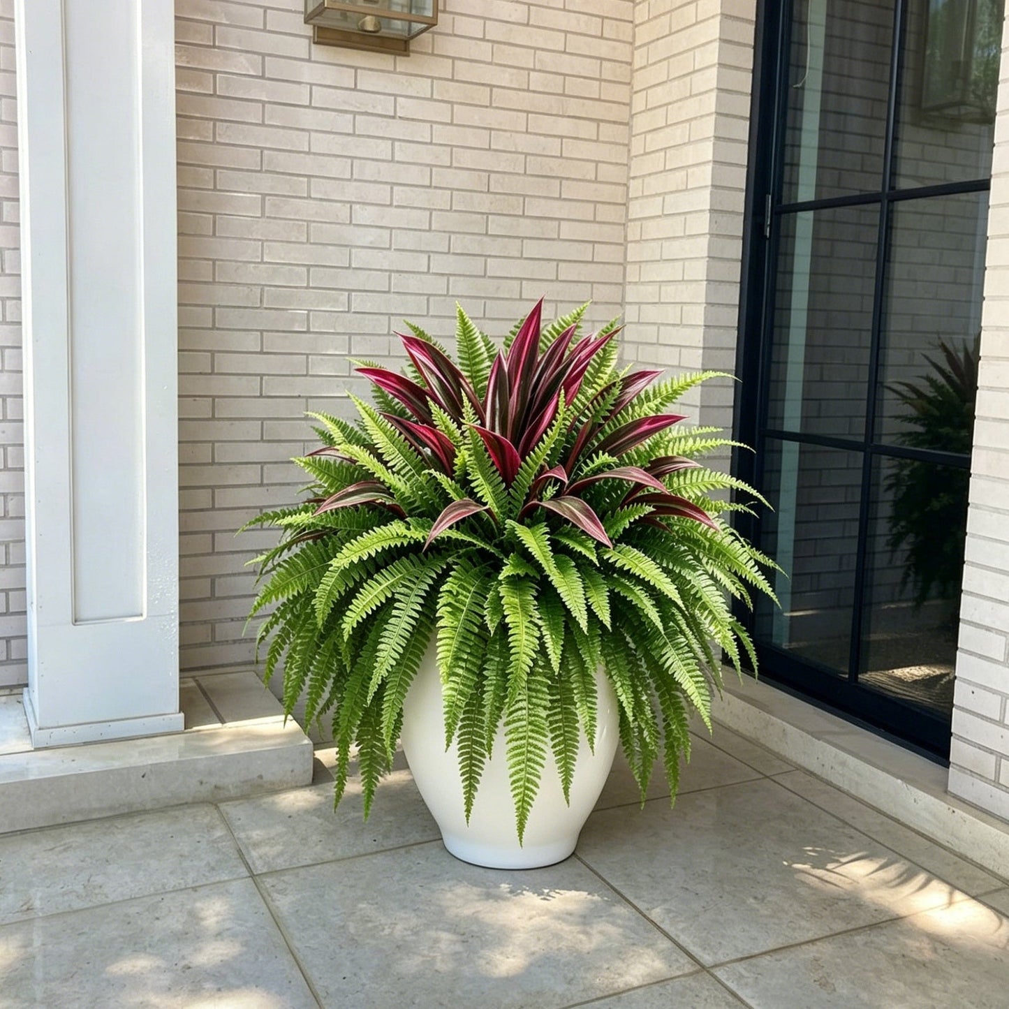 💥Summer Special🔥Large UV-Resistant Artificial Fern & Red Dracaena Decorative Plants – Full, Lush & Fade-Resistant!