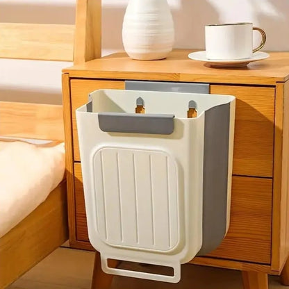 🥗Kitchen Essentials 🔪Foldable Hanging Trash Can Grey 1.6 Gallon