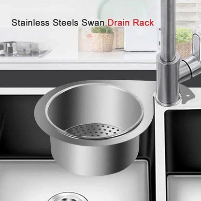 Stainless Steel Swan Sink Strainer Basket, 2026 New Multifunctional Kitchen Sink Drain Strainer Faucet Hanging Filter Basket, Corner Sink Strainer Basket for Kitchen Fruit Vegetable