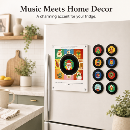 🎵 Magnetic NFC Acrylic Music Player with 9 Mini Vinyl Discs ✨