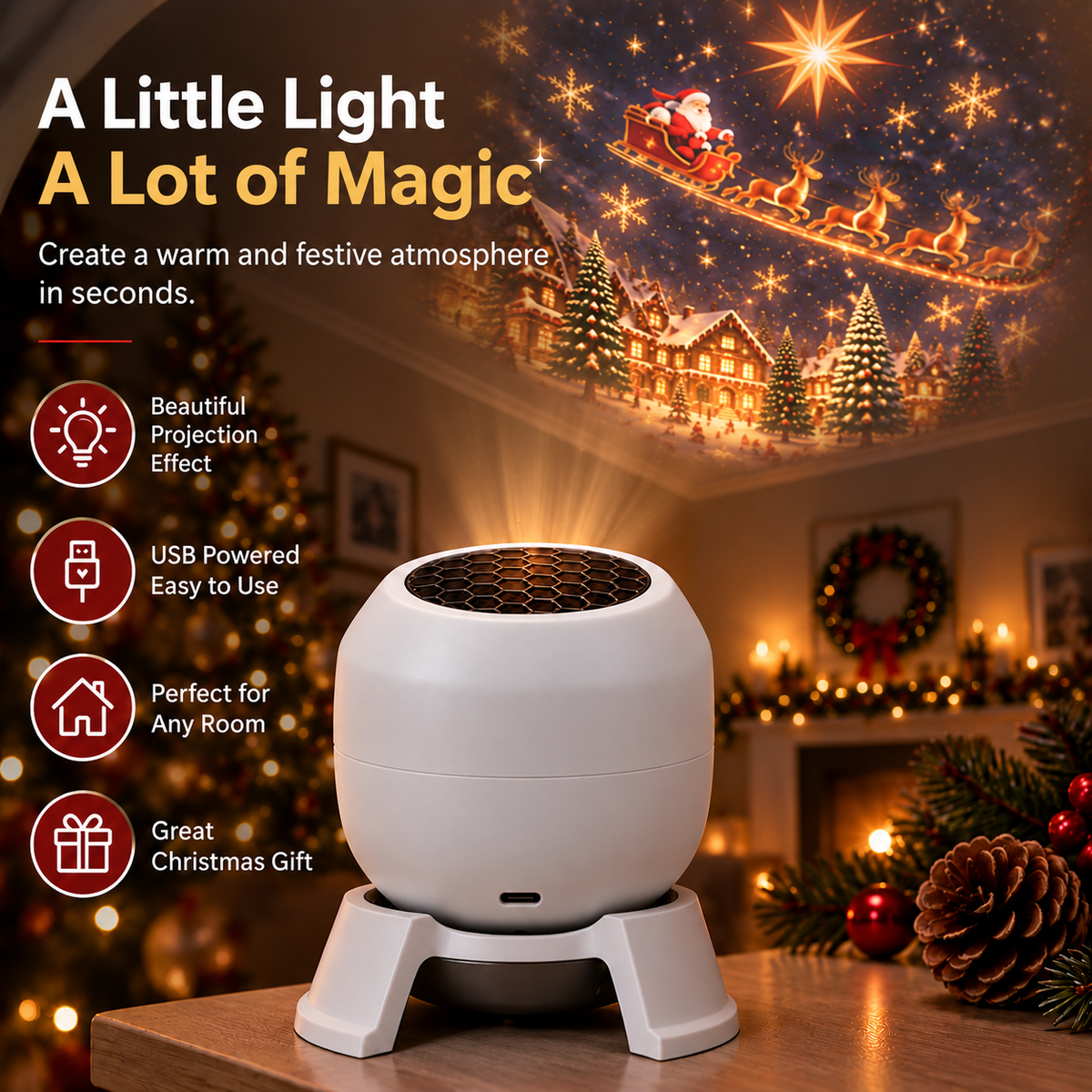 Christmas projector features