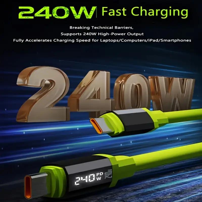 240W Fast Charging Cable, Type-C Smart Quick Charge High-Power Data Cable