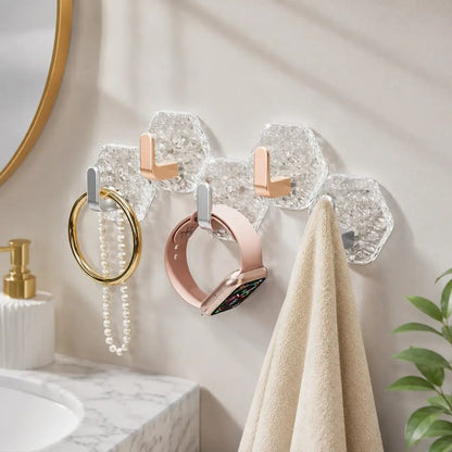 ⚡Heavy-Duty Plastic Self-Adhesive Hexagonal Ripple Hooks