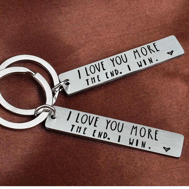 🎁S925 Sterling Silver⇝💓 "I Love You More The End I Win" Funny Birthday Keychain