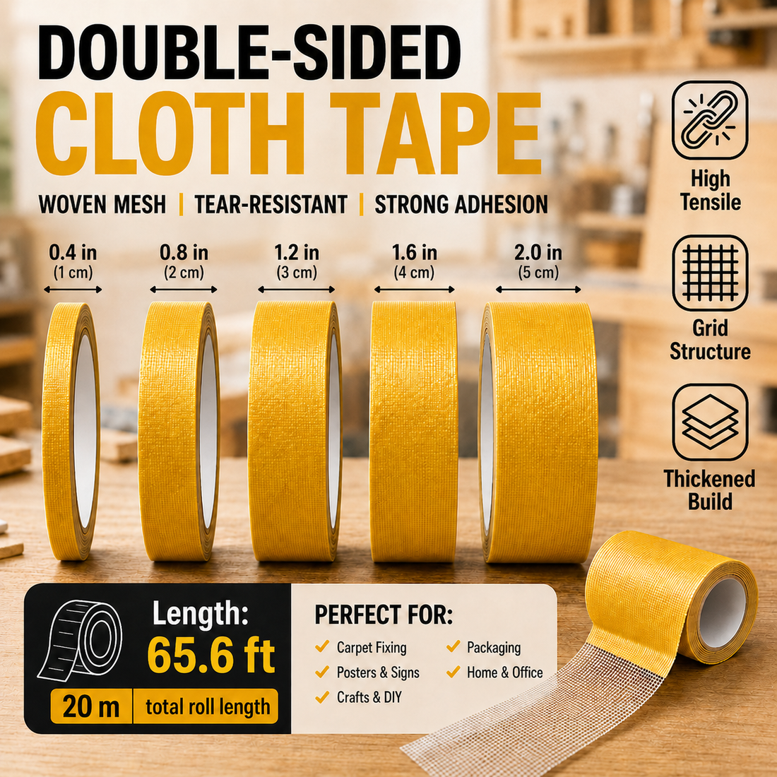 Double-sided mesh tape used for an everyday home fix