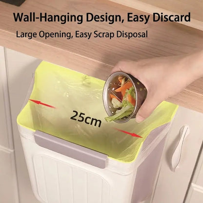 🥗Kitchen Essentials 🔪Foldable Hanging Trash Can Grey 1.6 Gallon