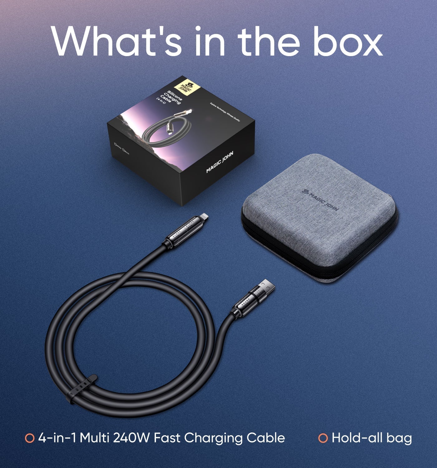 240W 4-in-1 USB Fast Charging Cable