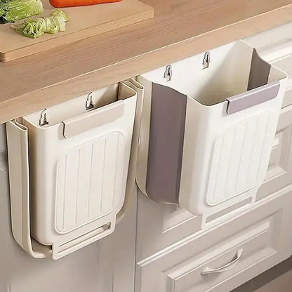🥗Kitchen Essentials 🔪Foldable Hanging Trash Can Grey 1.6 Gallon