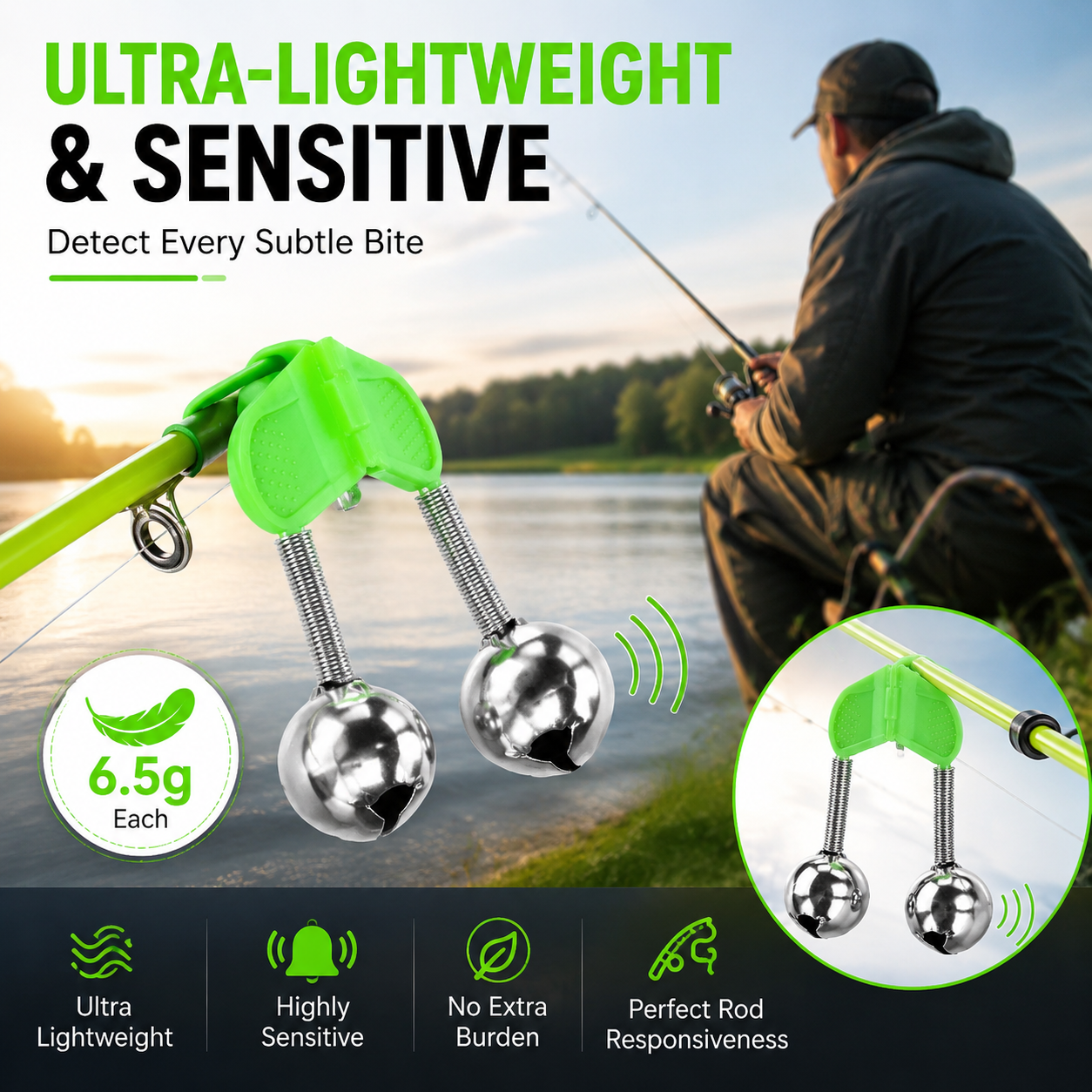 Double Ring Fishing Bells with Plastic Clip Buckles 🎣🔔