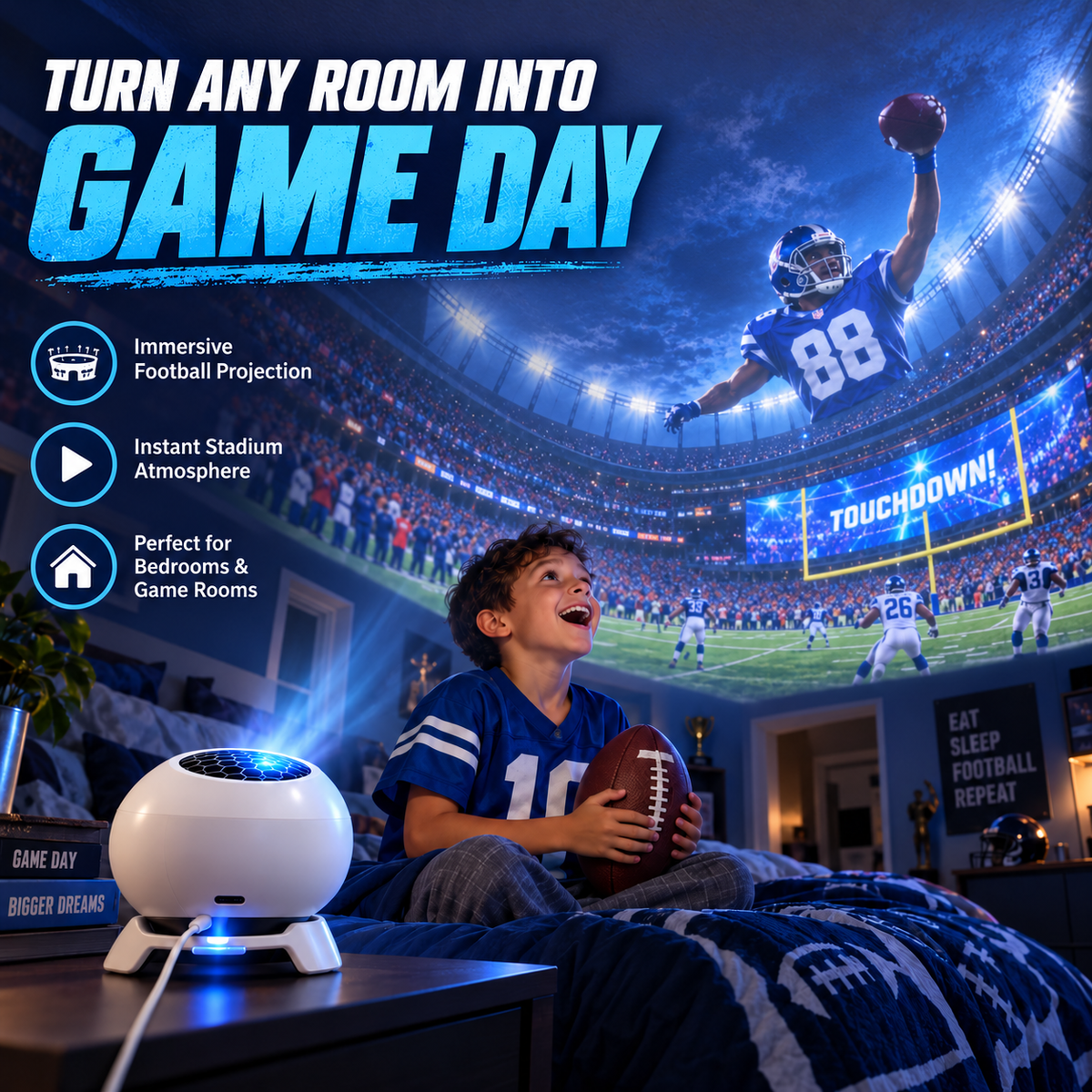 Game day football room projector