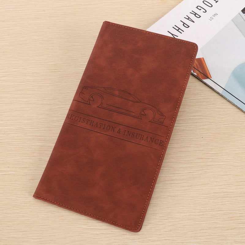 🌟 Premium Suede-Feel Vehicle Document Organizer | Magnetic Closure Wallet