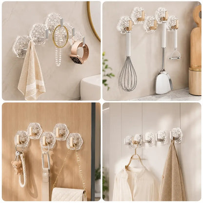 ⚡Heavy-Duty Plastic Self-Adhesive Hexagonal Ripple Hooks