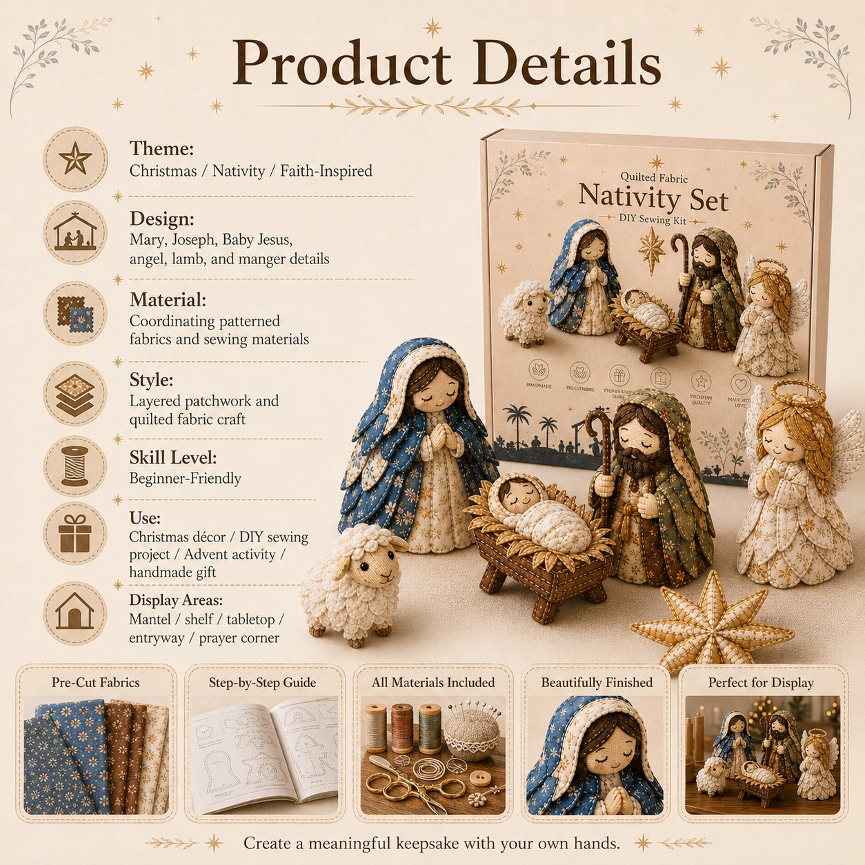 ✨ DIY Patchwork Nativity Scene Sewing Kit