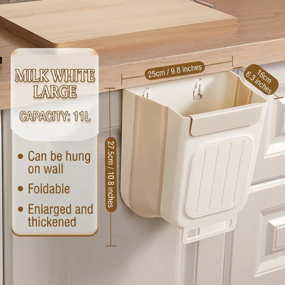 🥗Kitchen Essentials 🔪Foldable Hanging Trash Can Grey 1.6 Gallon