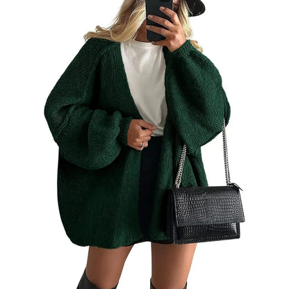 Women's Oversized Cardigan Sweater Fall Long Lantern Sleeve Knit Open Front Lightweight Sweater Knitwear Tops