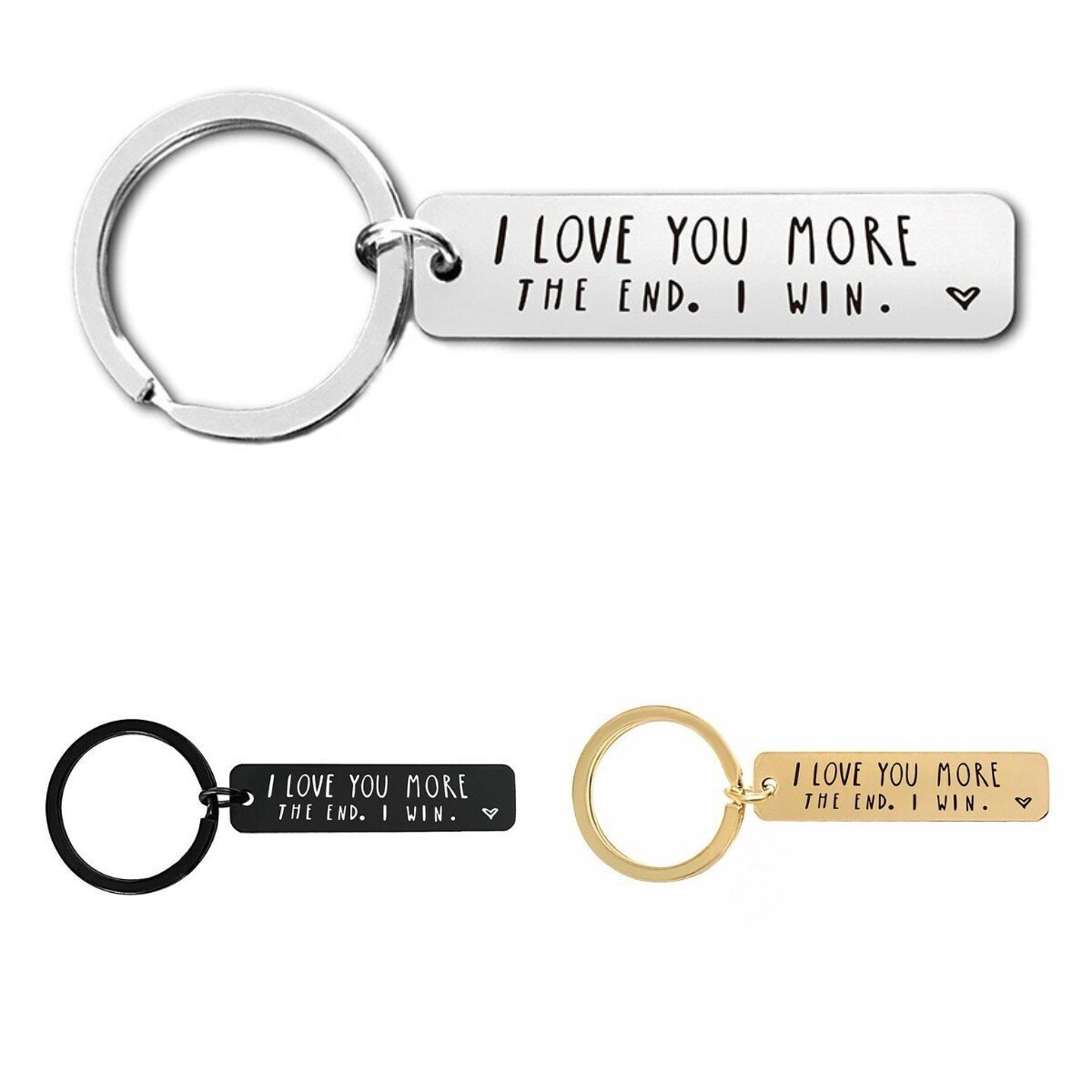🎁S925 Sterling Silver⇝💓 "I Love You More The End I Win" Funny Birthday Keychain