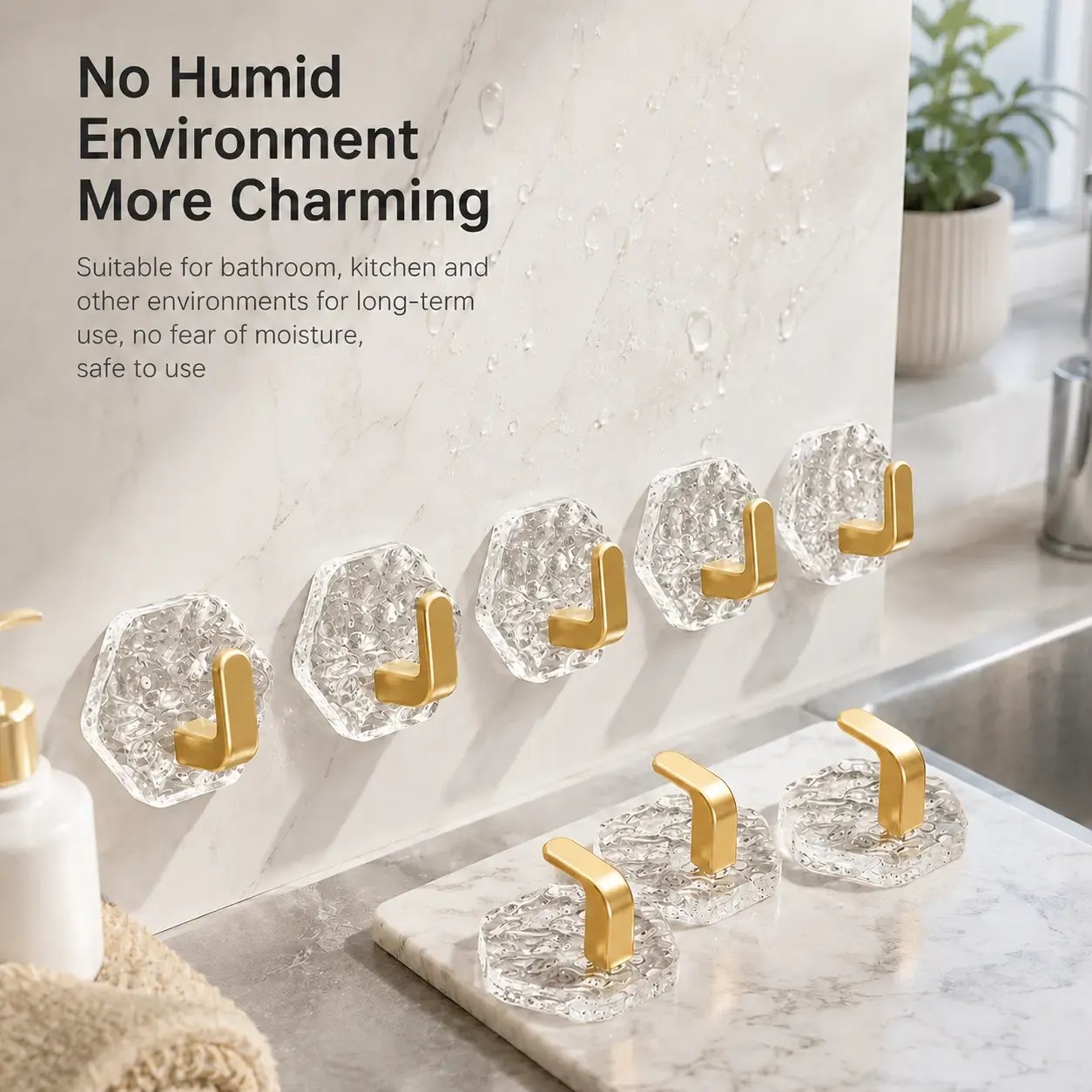 ⚡Heavy-Duty Plastic Self-Adhesive Hexagonal Ripple Hooks