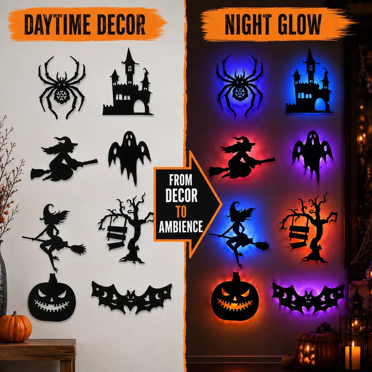 🔥Last Day Promotion 60% OFF|🎃 Halloween LED Silhouette Wall Light Stickers