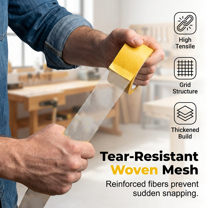 Mesh tape holding a rug, mat, or floor accessory
