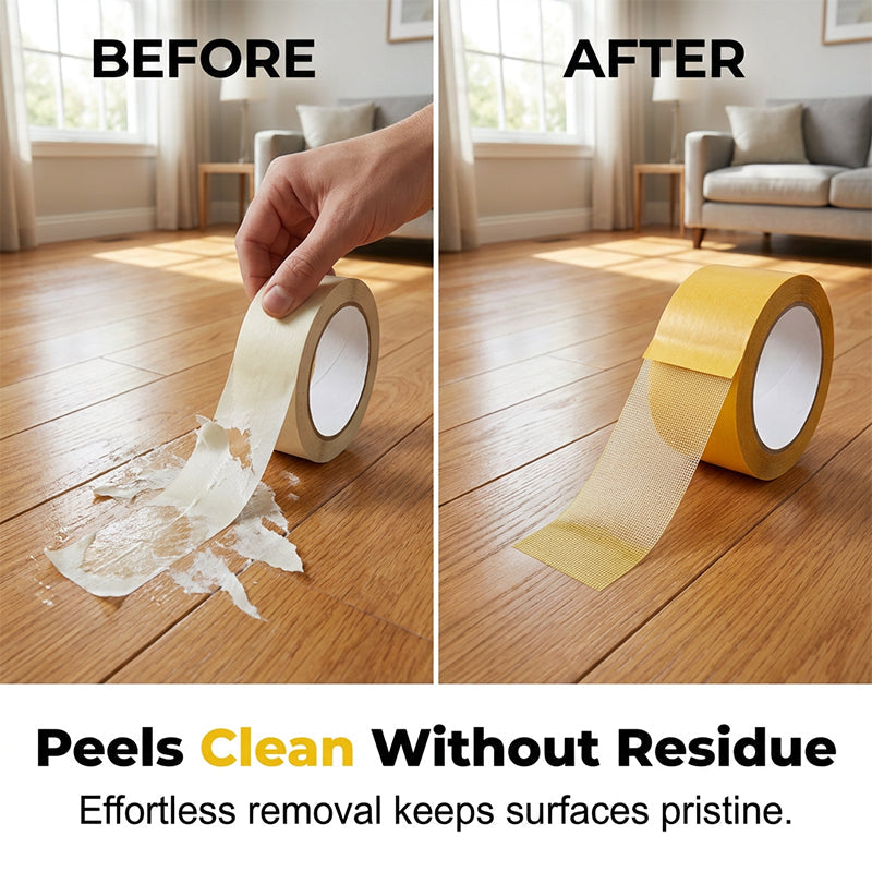 Double-sided mesh tape used with home decor or an organizer